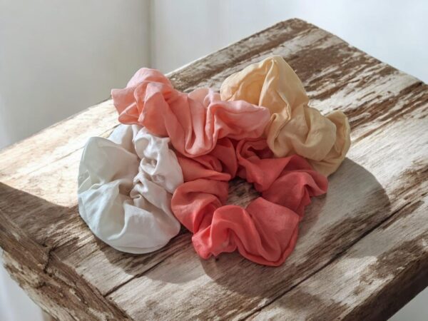 Naturally dyed silk scrunchies